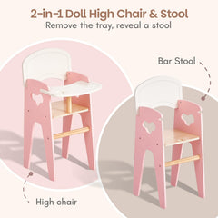 Giant bean doll high chair includes bottle, sippy cup, and pacifier for pretend meals.