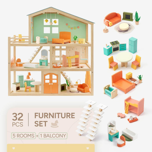 Giant bean dollhouse balcony detail invites sky views and balcony play scenarios