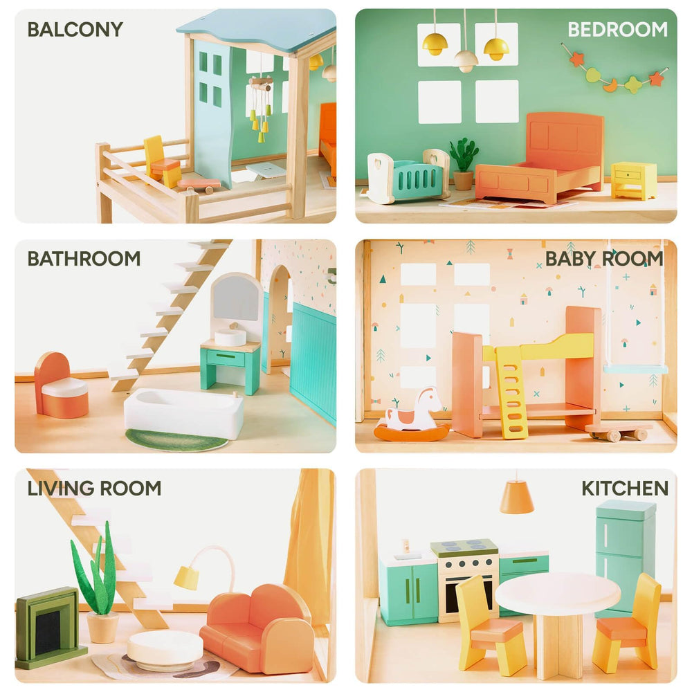 Giant bean dollhouse colorful interiors brighten pretend homes for kids