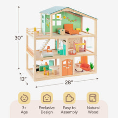 Giant bean dollhouse durable wood with smooth edges ensures safe play
