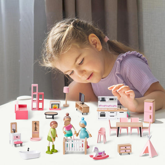 Giant Bean dollhouse kitchen cabinet with open doors for interactive pretend cooking