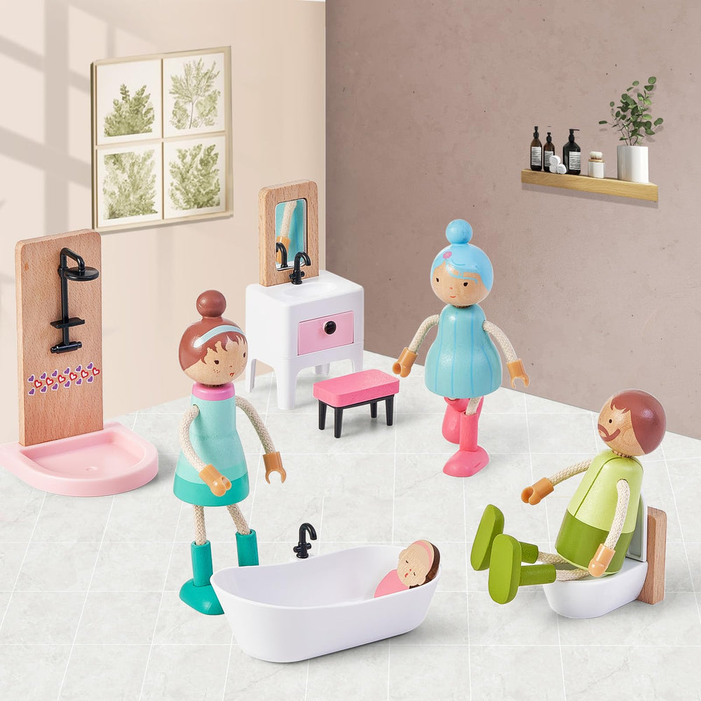 Giant Bean dollhouse toilet lid opens for gentle bathroom play