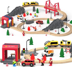 Giant Bean fire station train set featuring a sturdy building for imaginative play.