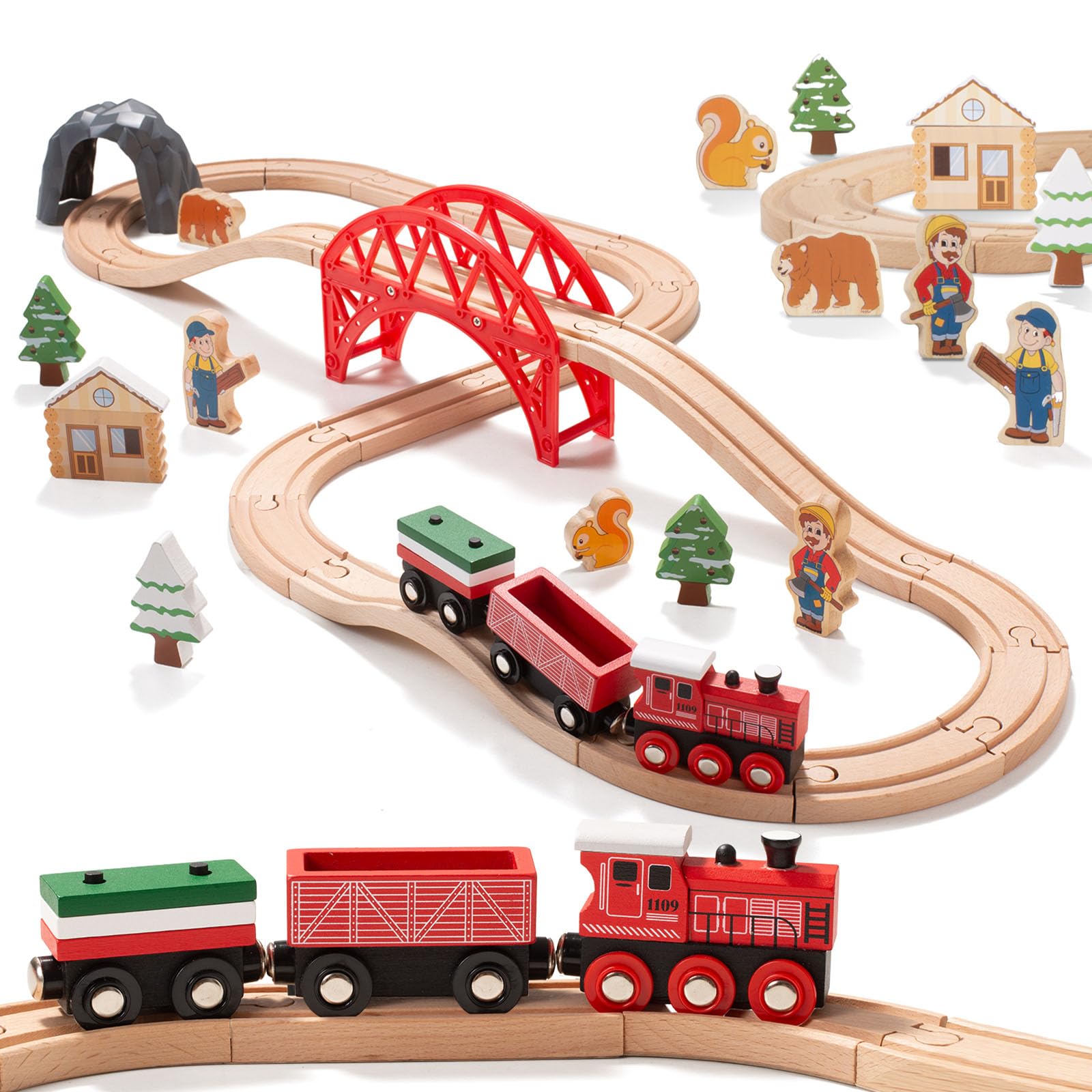 Giant bean forest train set bridge keeps trains on track for smoother play