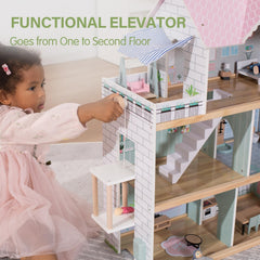 Giant bean large pink dollhouse doorbell feature invites interactive pretend arrival.