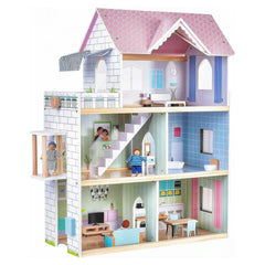 Giant bean large pink dollhouse front view for imaginative play and storytelling.