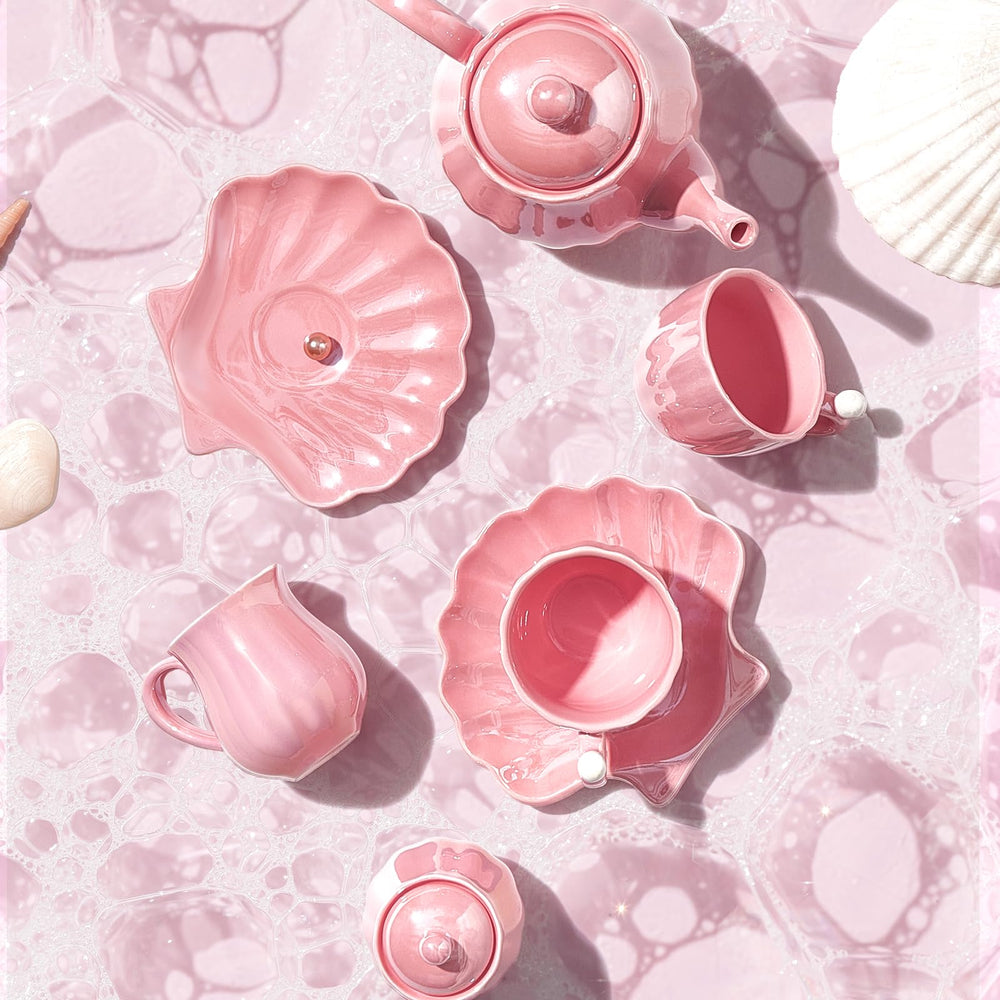 Giant bean Pearl Pink Tea Set imaginative play boosts storytelling during parties