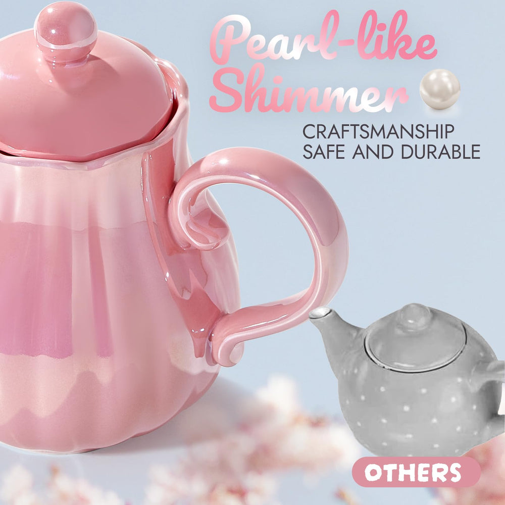 Giant bean Pearl Pink Tea Set sugar bowl adds sweetness to stories