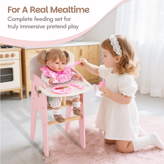 Giant bean pink and white doll feeding chair close-up for nurturing play.