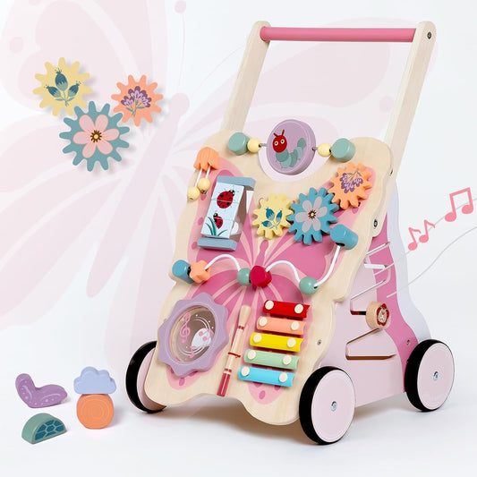 Giant bean pink butterfly walker front view enhances early motor skills and curiosity