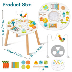 Giant bean wooden activity table spinning gears encourages curiosity and problem solving