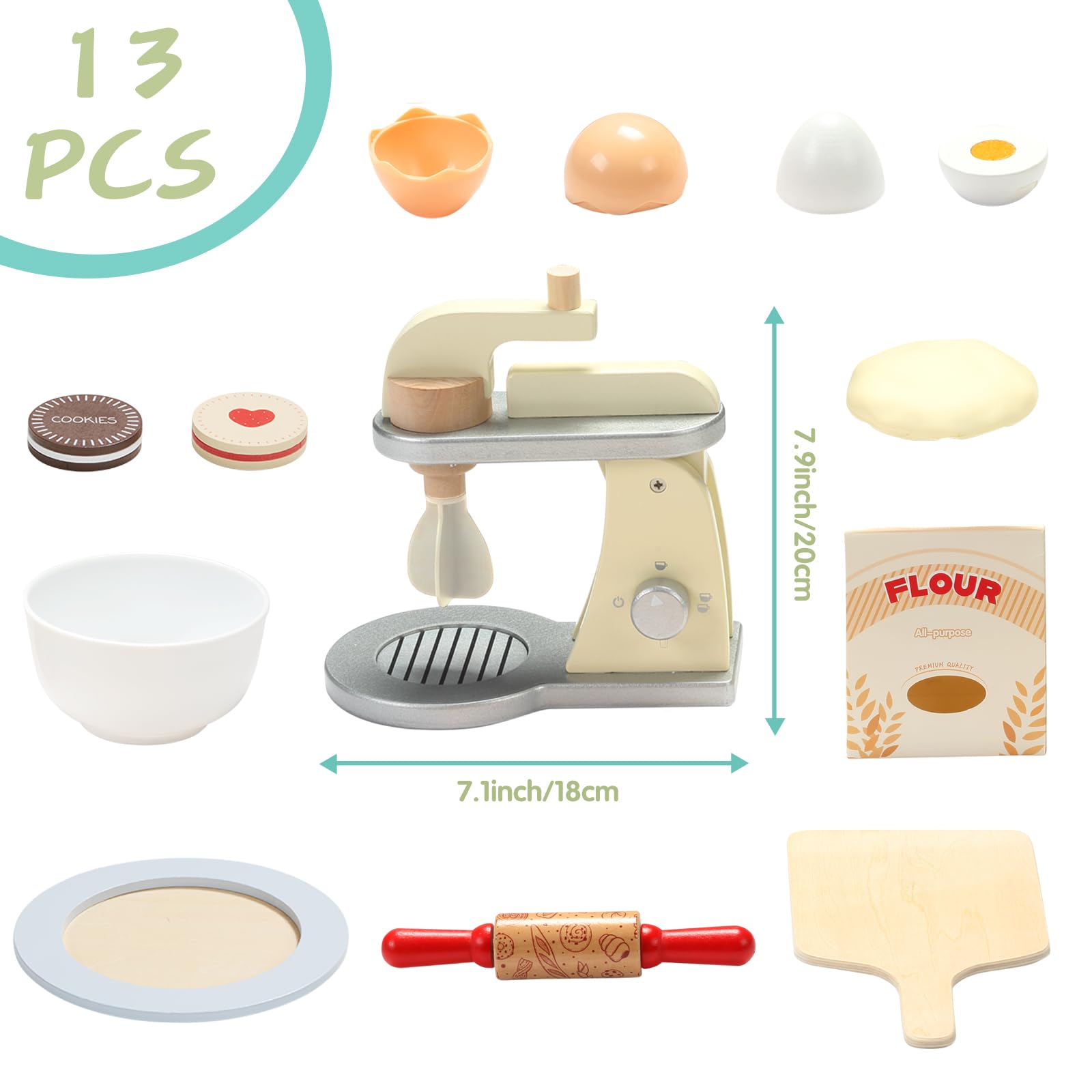 Giant bean Wooden Toy Mixer homemade cookies encourage tactile play and family creativity.