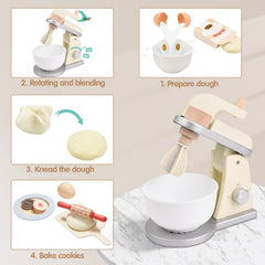 Giant bean Wooden Toy Mixer kneadable dough invites hands-on kneading and shaping for creativity.