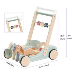 Giant Bean Wooden wheels with rubber coating protect floors and roll smoothly.