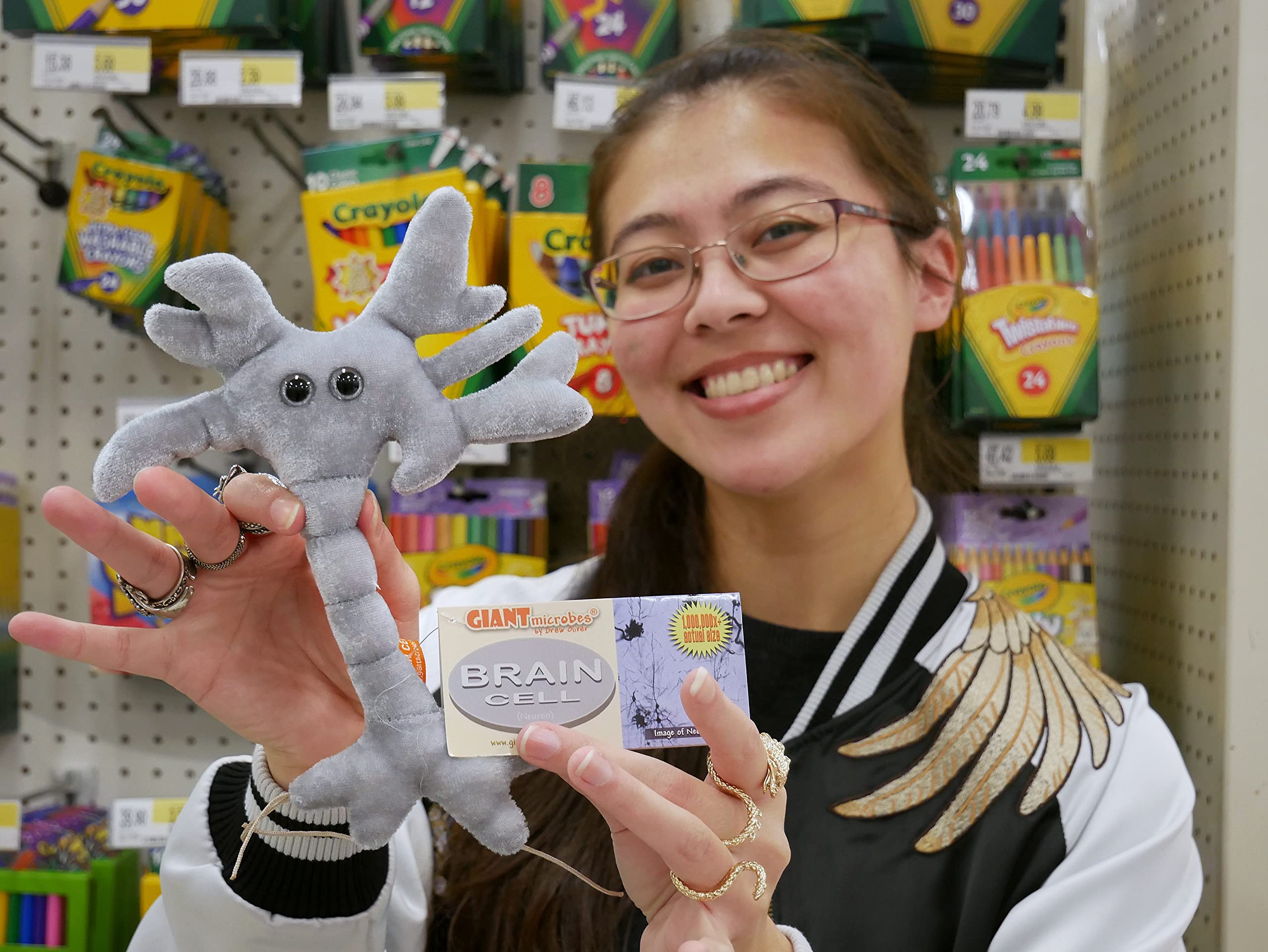 GIANTMICROBES Brain Cell Plush soft materials and texture close-up.