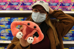 GIANT MICROBES hug-friendly uterus design eases tense moments in medical settings.