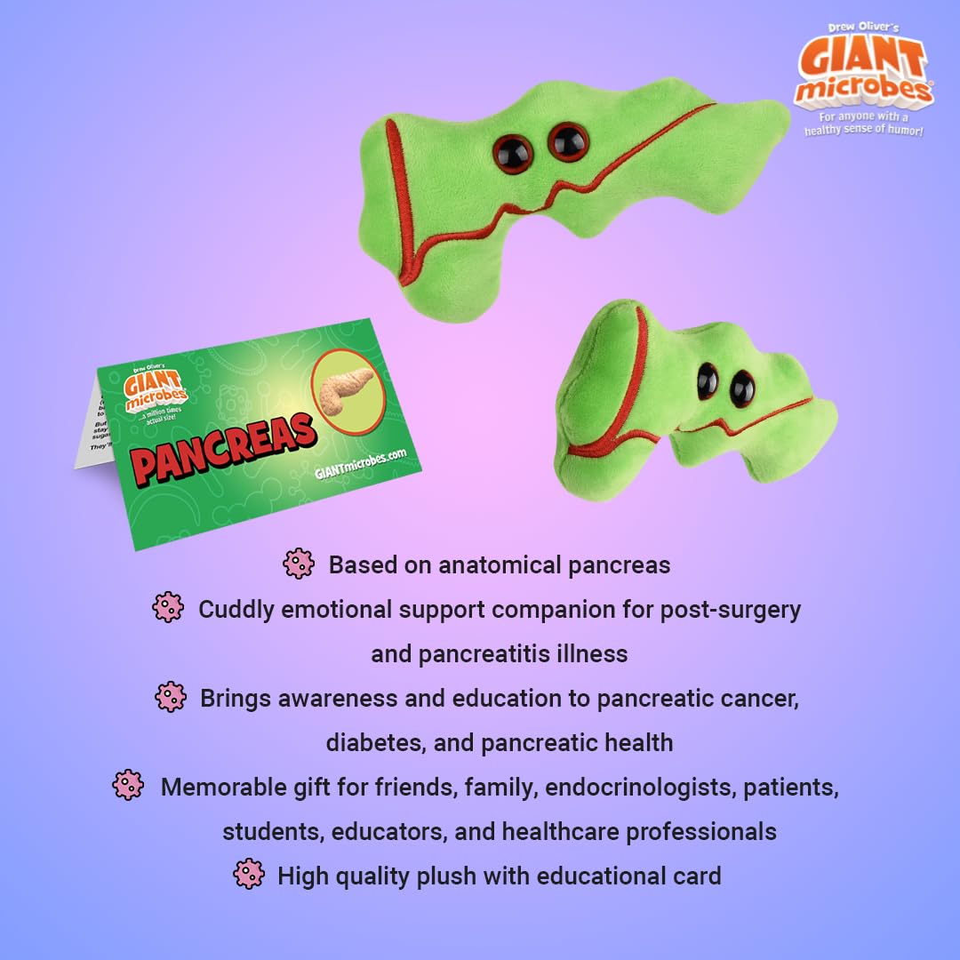 GIANT MICROBES Pancreas Plush showing embroidered pancreas details for realism.