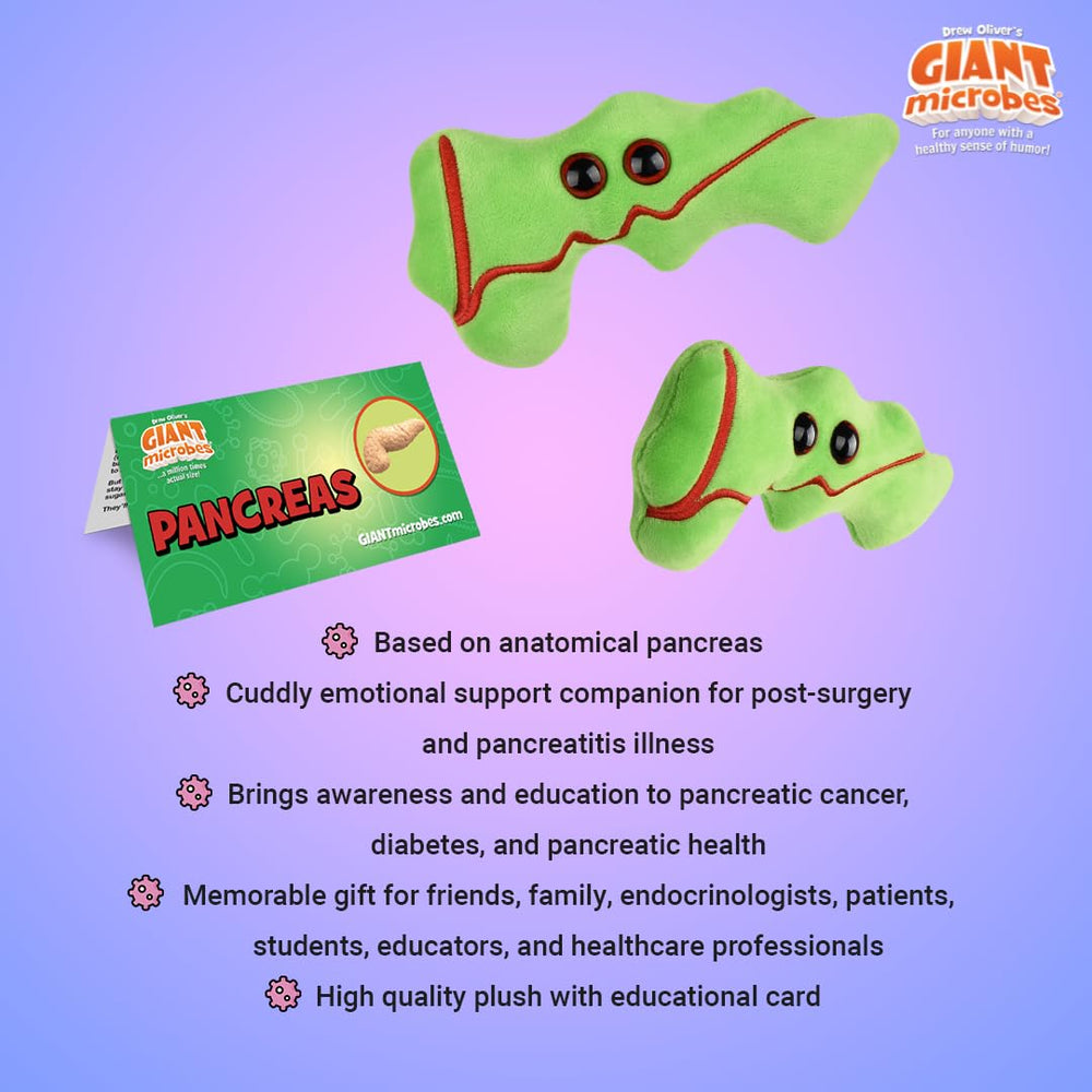 GIANT MICROBES Pancreas Plush showing embroidered pancreas details for realism.