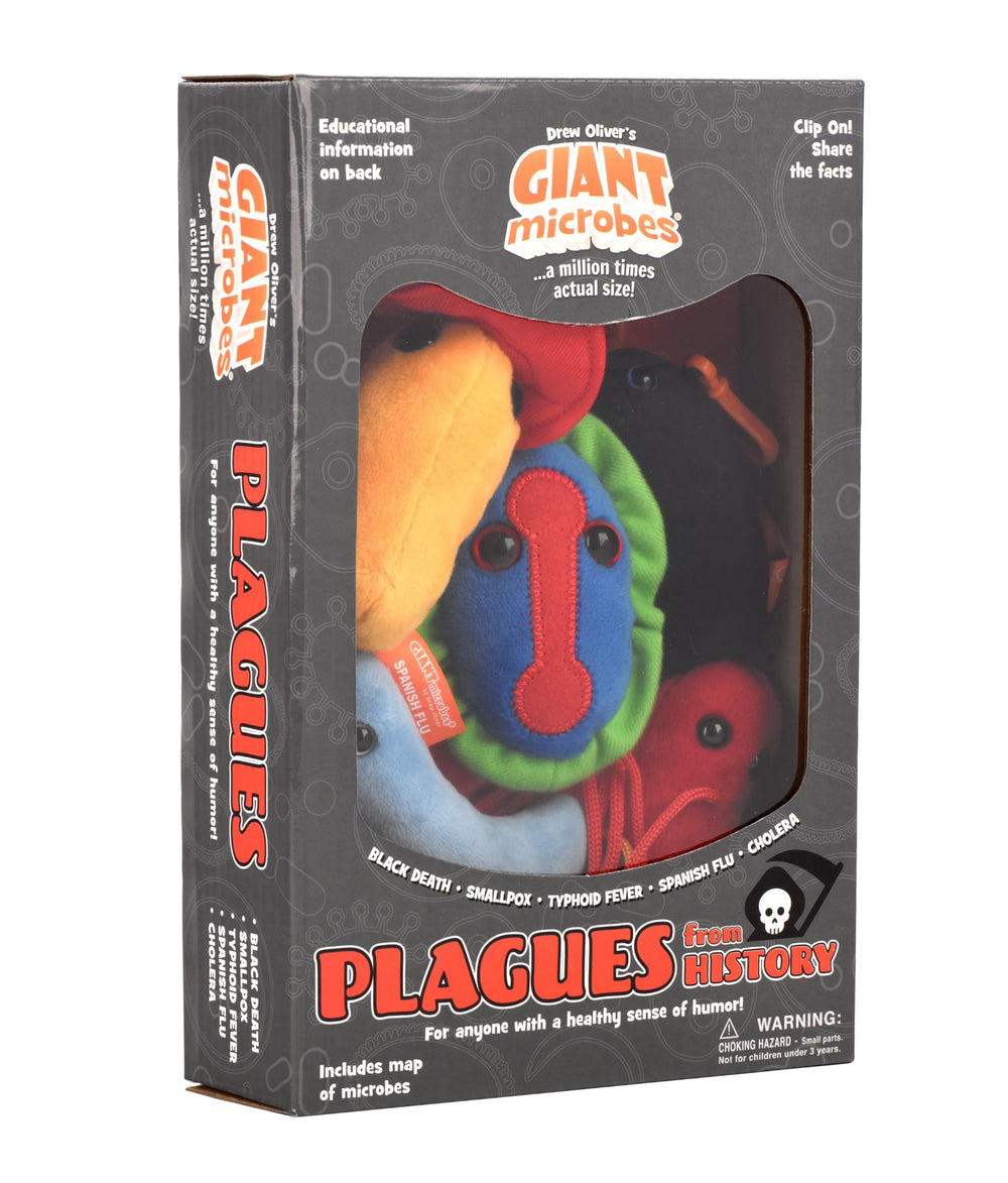 GIANT MICROBES plagues history box packaging, ideal for gift-ready classroom displays
