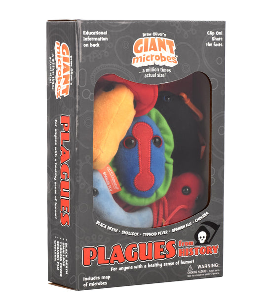 GIANT MICROBES plagues history box packaging, ideal for gift-ready classroom displays
