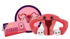 GIANT MICROBES uterus plush with magnetically attachable ovaries enables hands-on exploration.