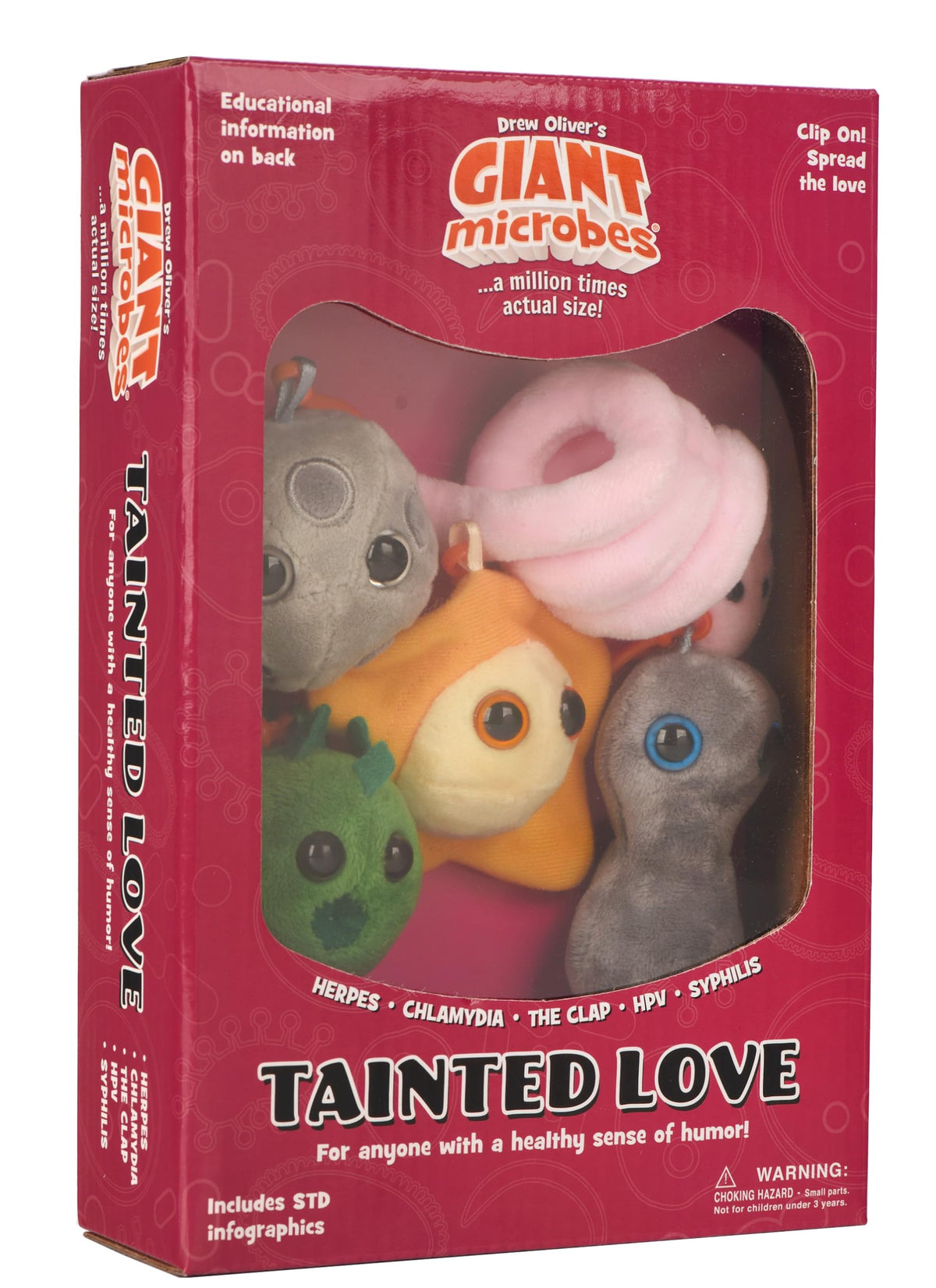 GIANTMICROBES tainted love box packaging, a playful educational gift for health enthusiasts.