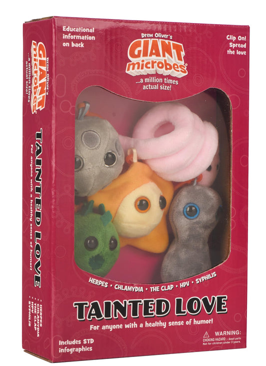 GIANTMICROBES tainted love box packaging, a playful educational gift for health enthusiasts.