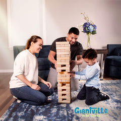 Giantville life-size block tower in progress for family fun