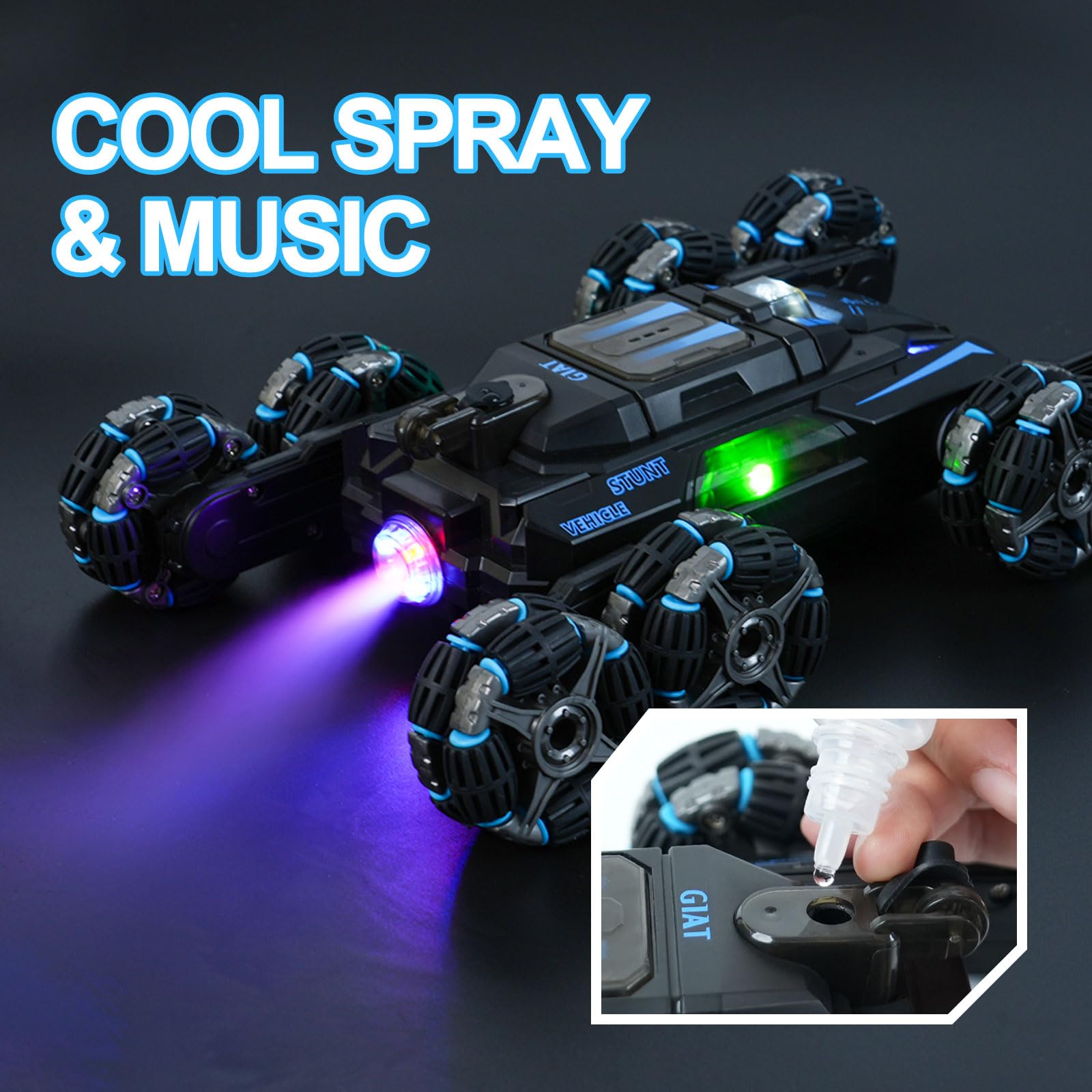GIAT 8-Wheels Gesture RC Stunt Car LED lights illuminate playtime
