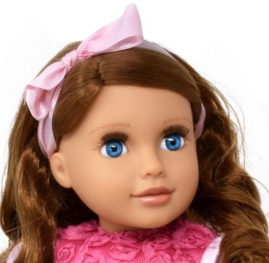 Gift Boutique 18 inch fashion doll with brown curly hair for creative storytelling.