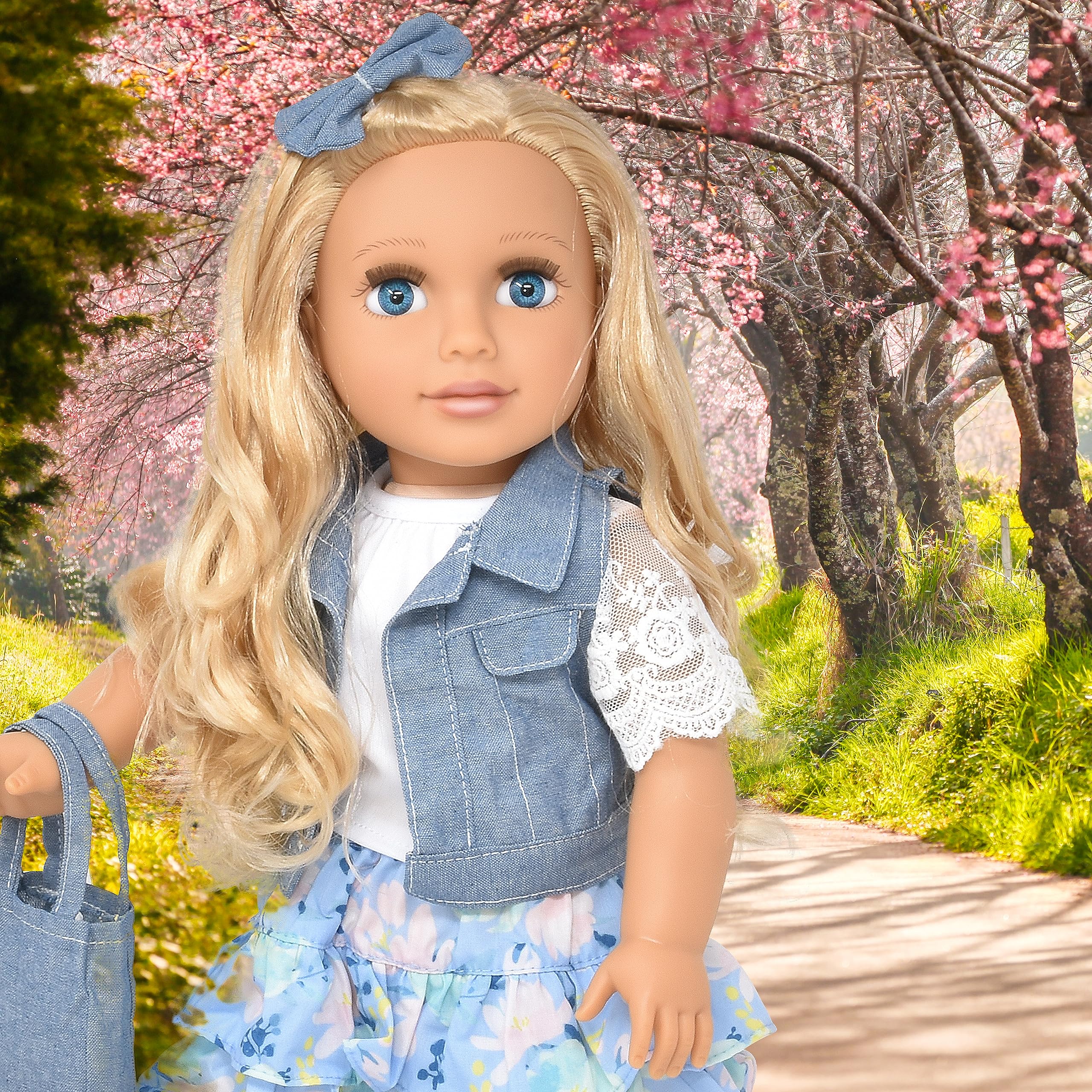 Gift Boutique 18 inch girl doll with blue eyes inspires nurturing storytelling.