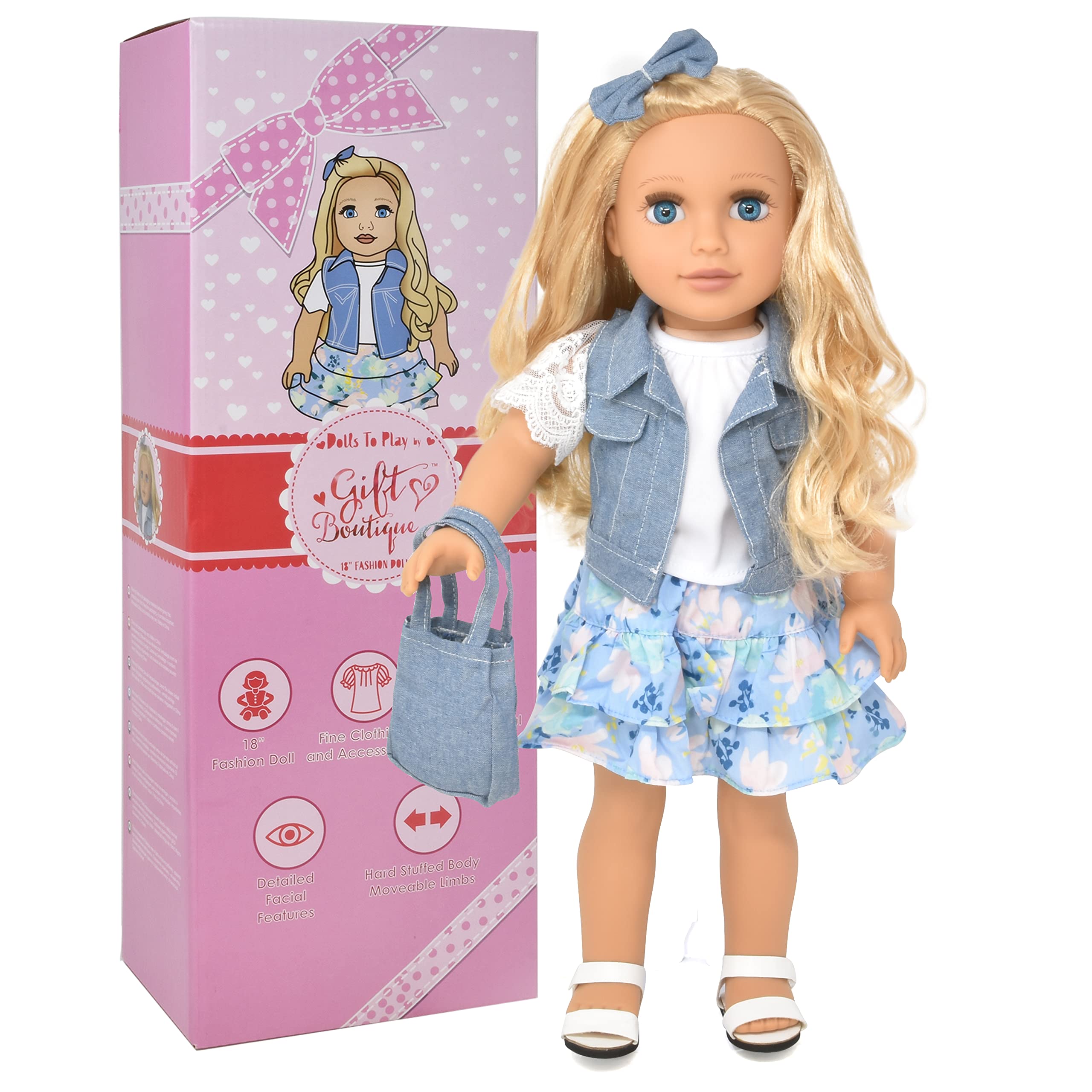 Gift Boutique 18 inch doll boots highlight versatile playtime outfits.