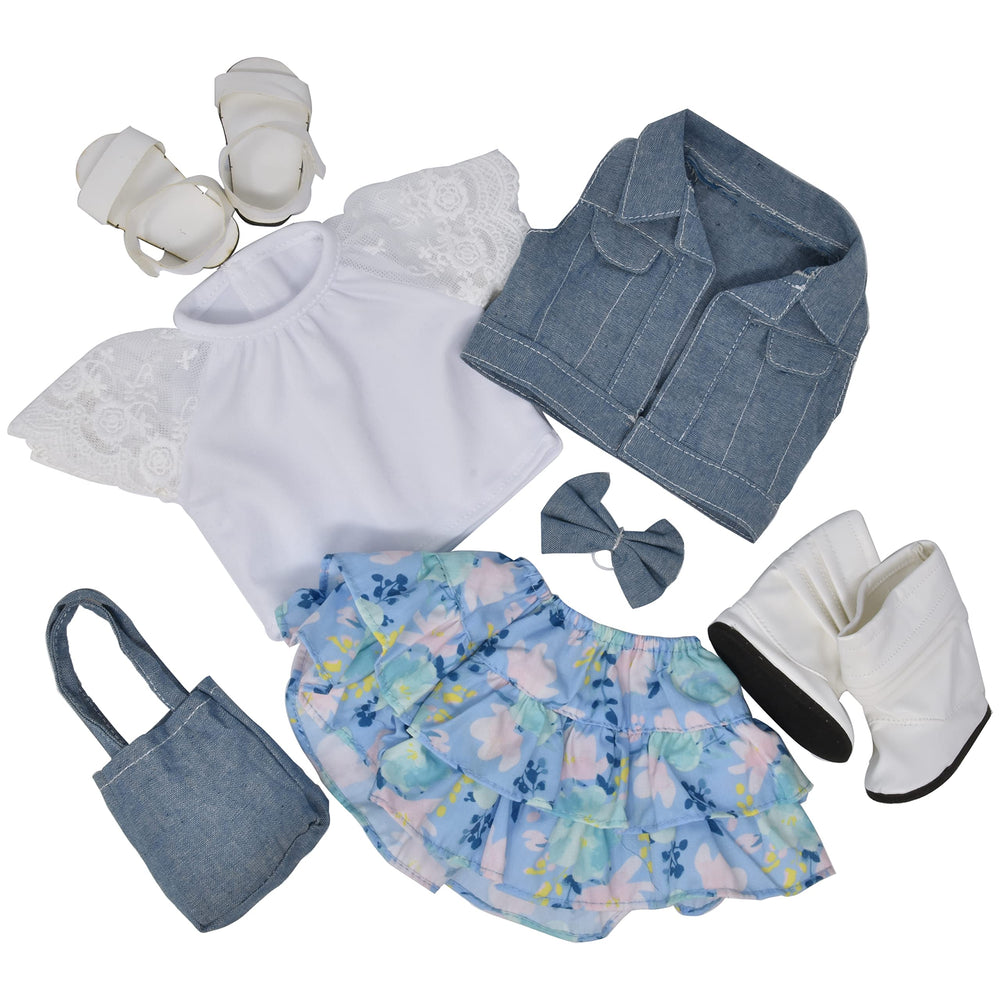 Gift Boutique 18 inch girl doll in floral outfit sparks creative dressing.