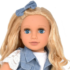 Gift Boutique 18 inch doll white tee and hair bow for styling.