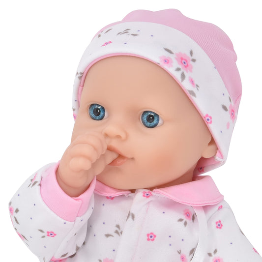 Gift Boutique baby bottle included for realistic feeding and pretend play.