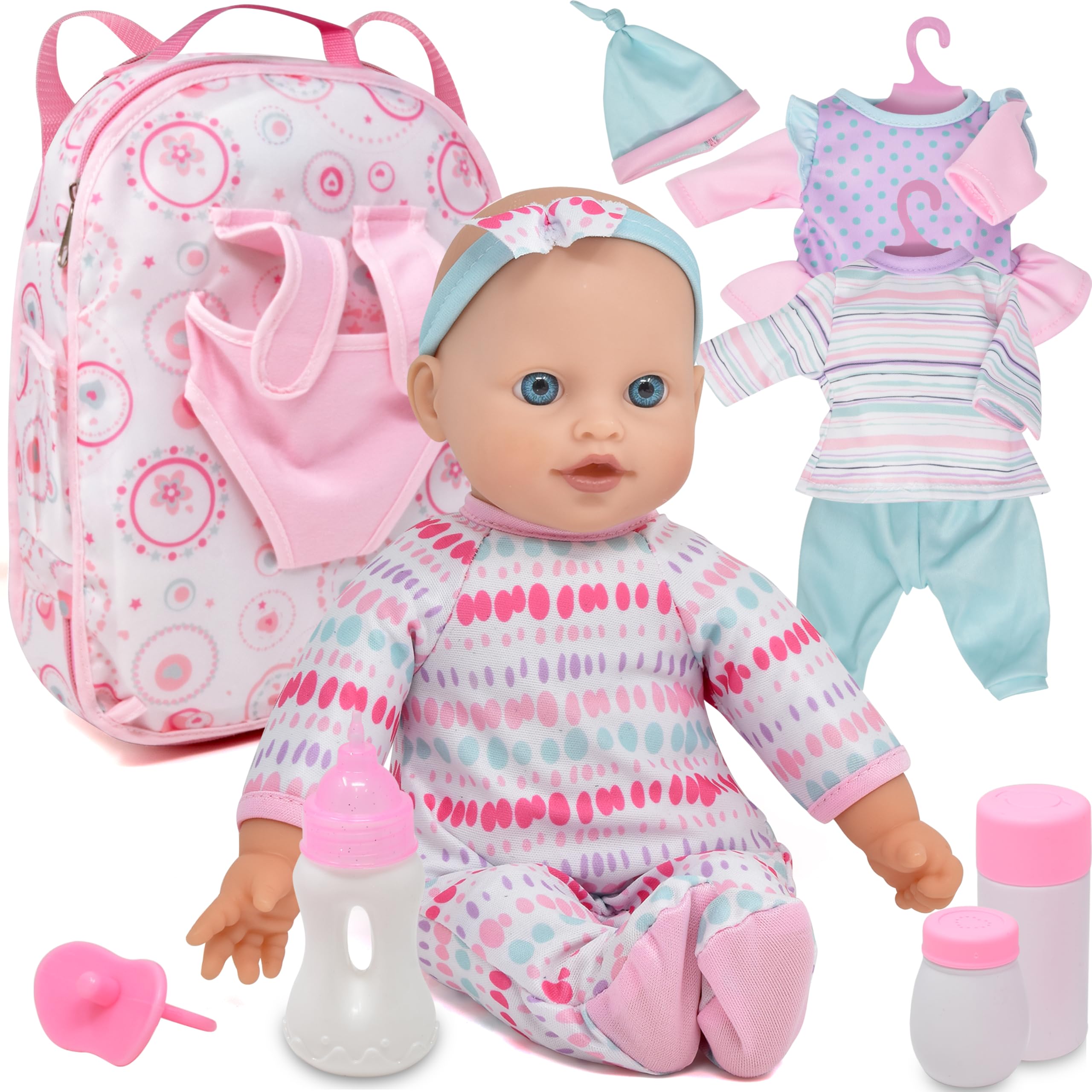 Gift Boutique soft body baby doll face closeup shows lifelike expressions for pretend play