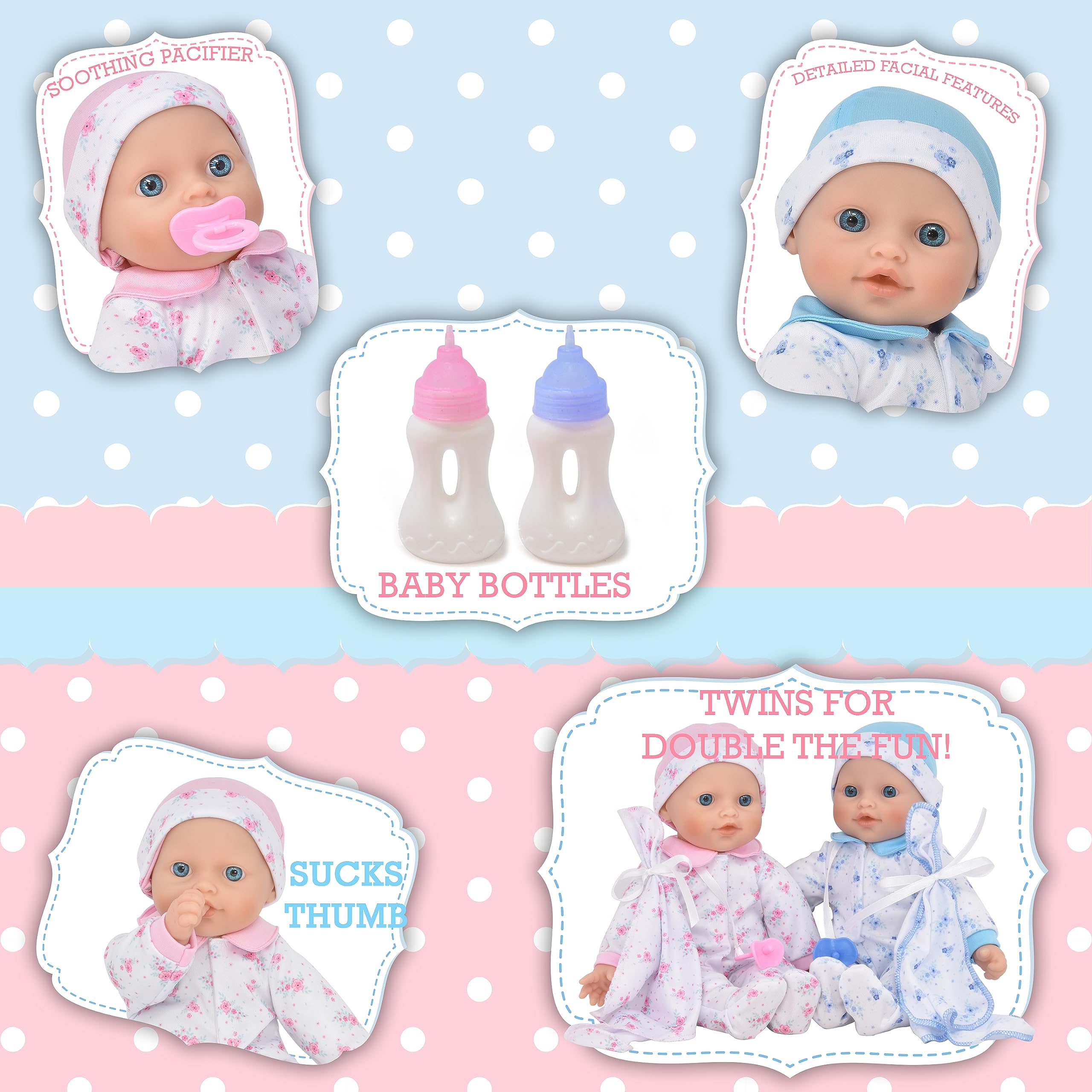 Twin dolls by Gift Boutique with expressive faces for lifelike storytelling