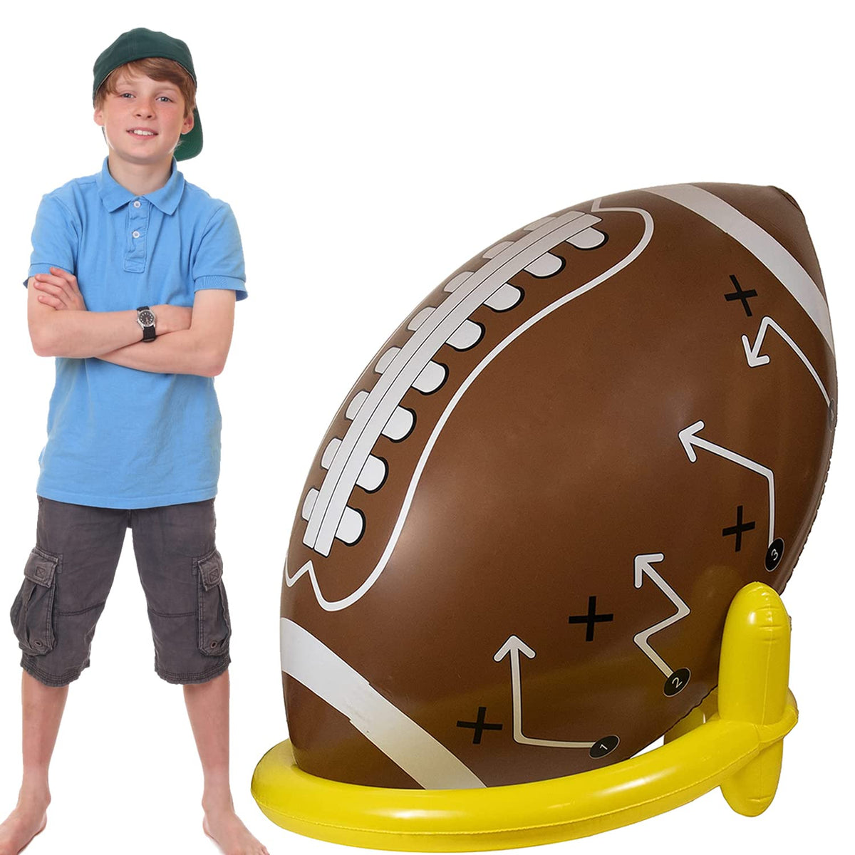 GiftExpress 40-inch giant inflatable football for backyard fun with easy setup.