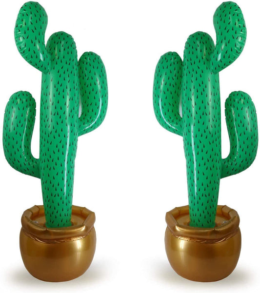 GiftExpress 36-inch inflatable cactus with pot base for vibrant party decor.