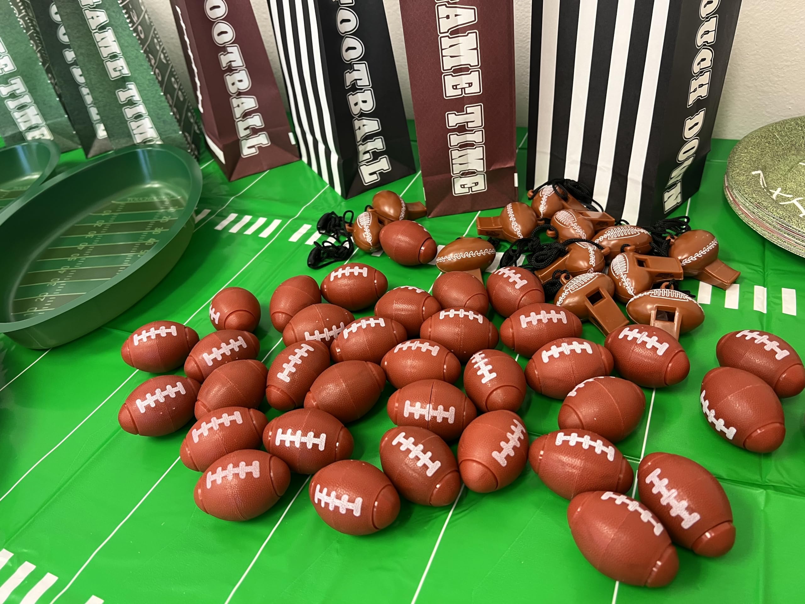 GiftExpress football fidget spinner in goody bag, perfect party favor for kids’ birthdays.