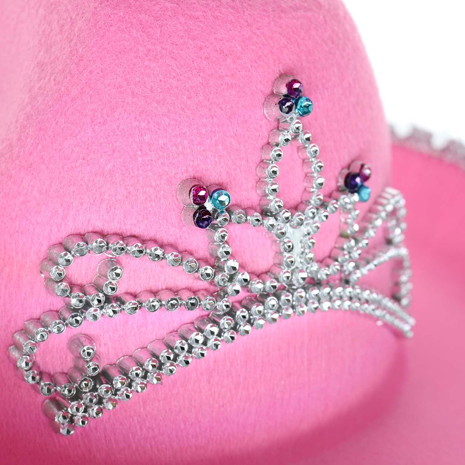 GiftExpress pink hat close-up reveals sequin trim for festive outfits