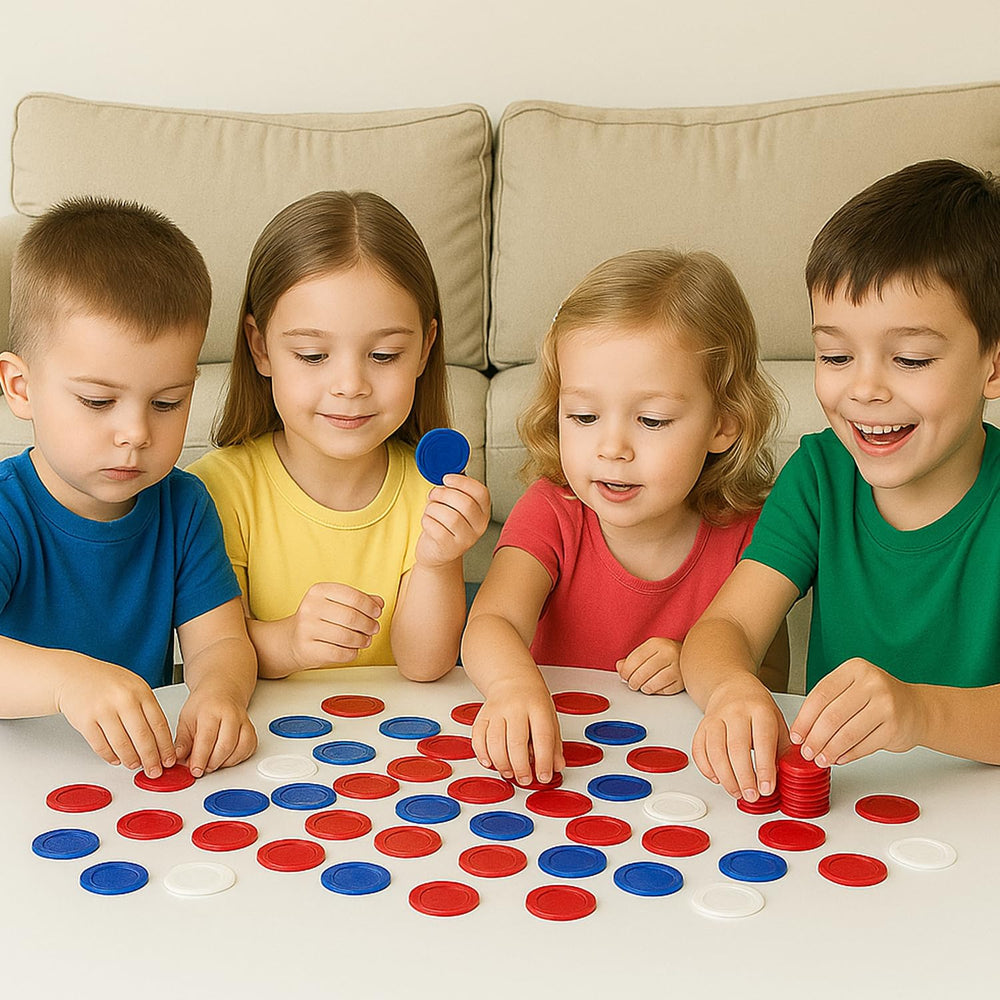 GiftExpress blue poker chips great for quick math drills and bingo.