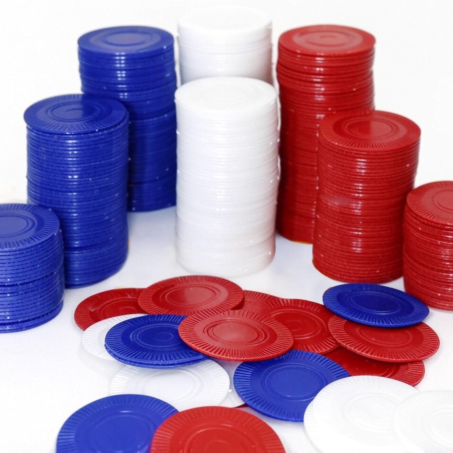 GiftExpress red poker chips set for counting practice and classroom games.