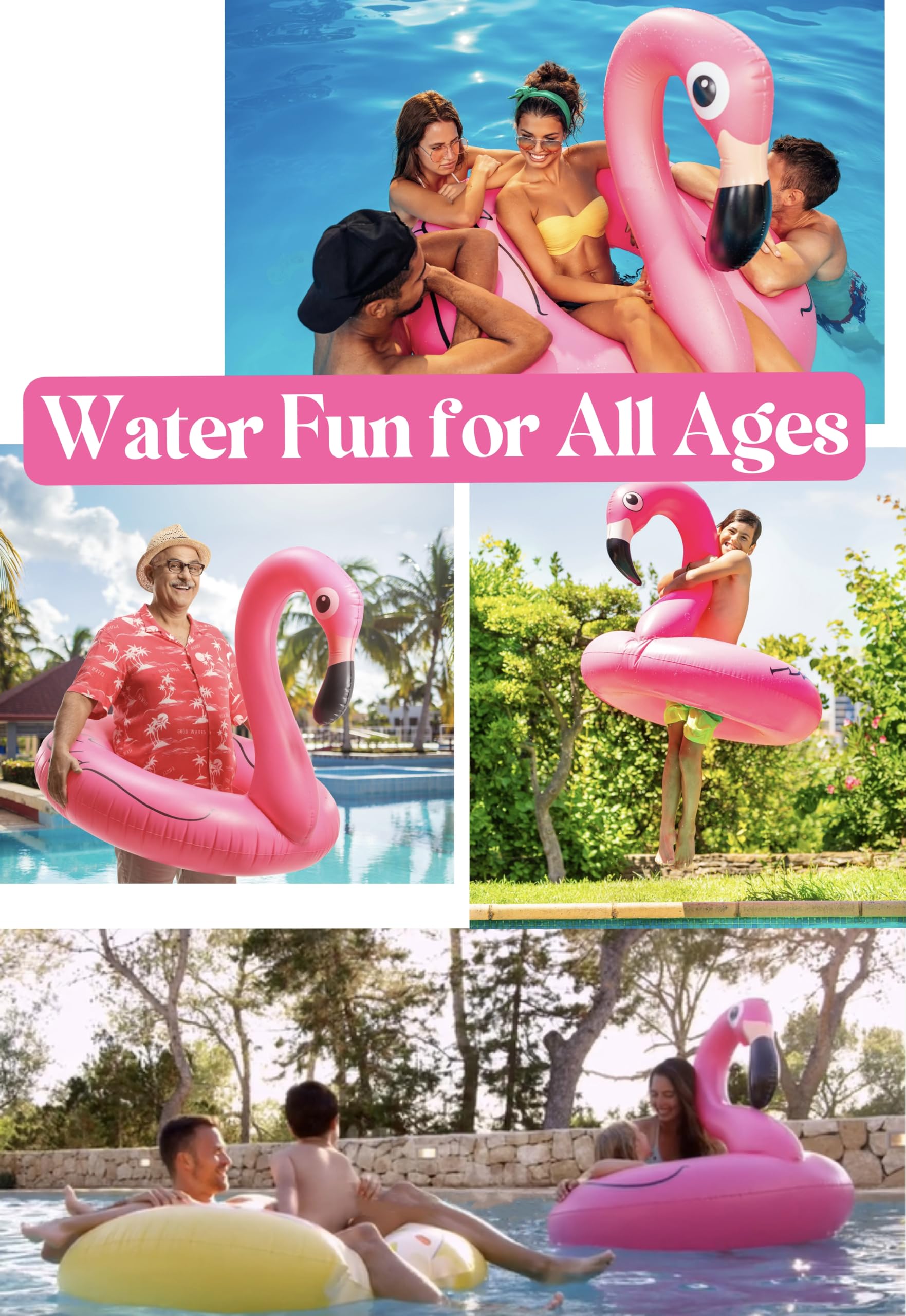 GiftExpress soft vinyl flamingo float with smooth surface.