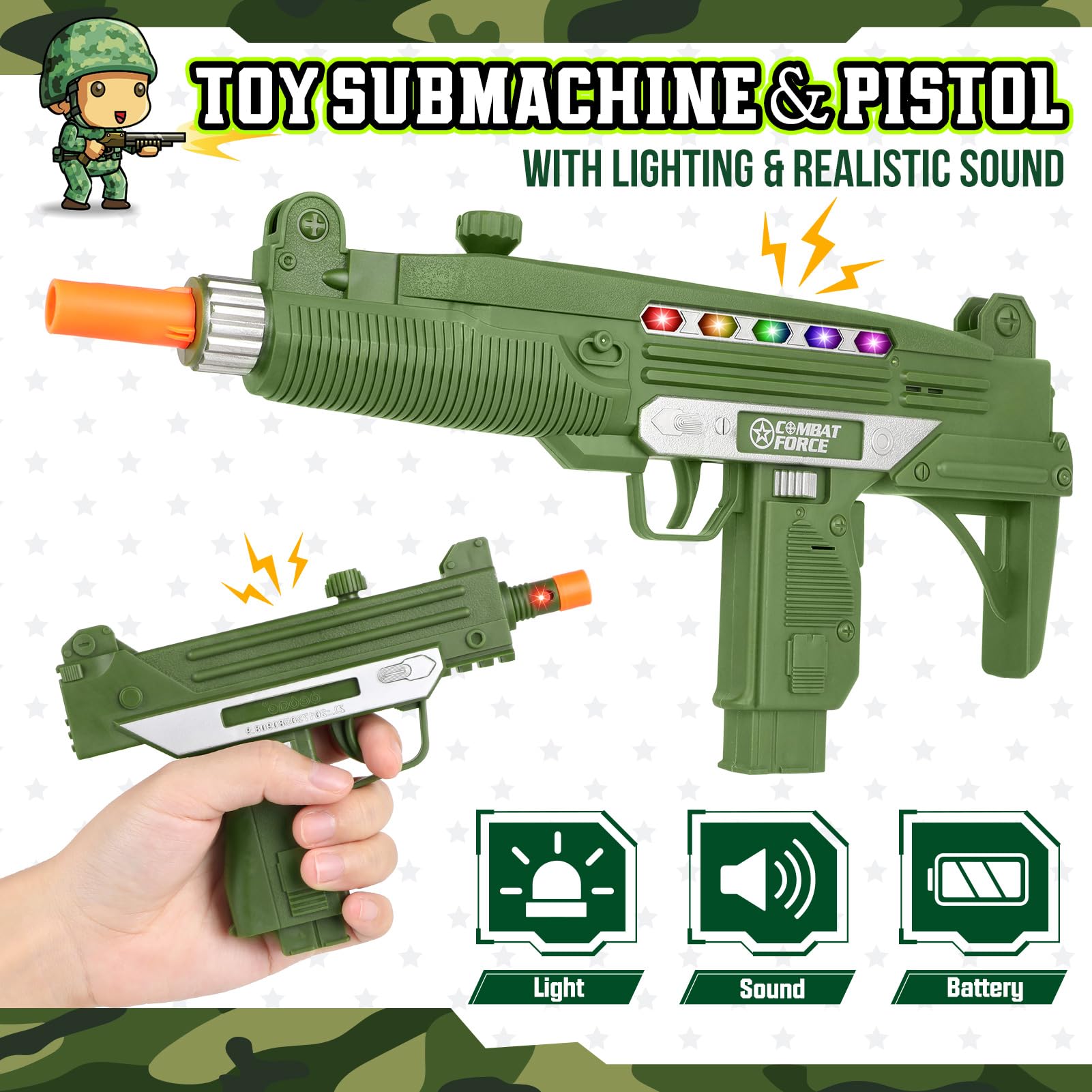 Giftinbox army costume belt keeps accessories secure during play.