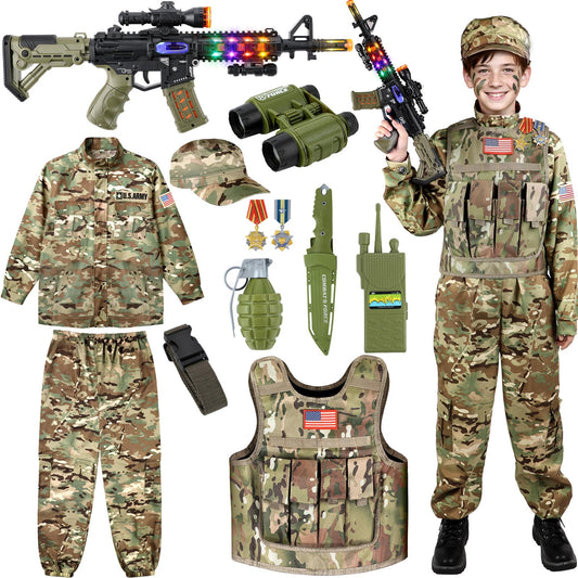 GIFTINBOX army costume jacket with camo design for a realistic Halloween look.