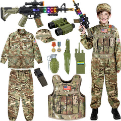 GIFTINBOX army costume jacket with camo design for a realistic Halloween look.