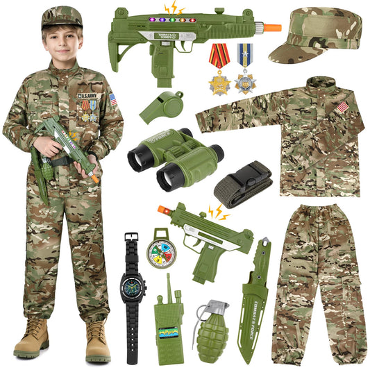 GIFTINBOX army costume top in camo designed for comfortable movement during play