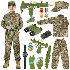 Giftinbox army costume top highlights breathable fabric for comfortable play.