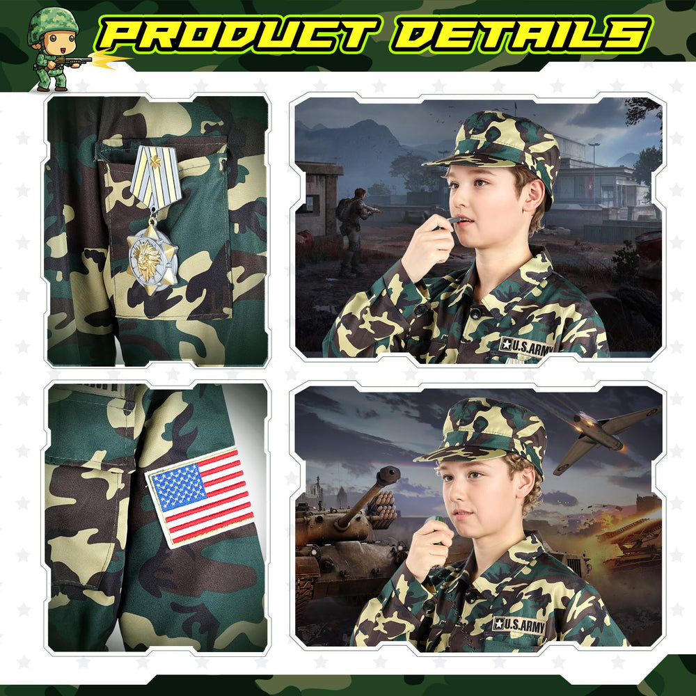 Giftinbox Army Costume toys set with sound and light for engaging pretend missions